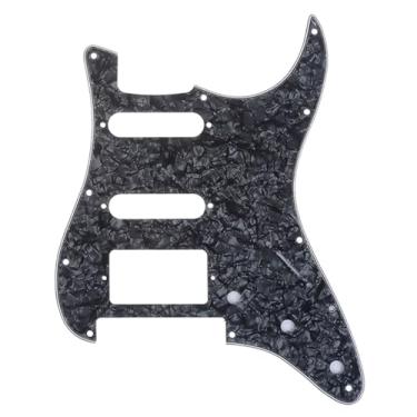 Imagem de Musiclily Pro 11 Furos Escudo HSS Pickguard Strato para Guitarra Fender EUA/Mexicana Stratocaster Floyd Rose Ponte Cut, 4 Camadas Preto Perolado