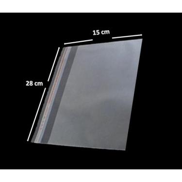 Imagem de Saco Adesivado Saquinho Plástico Transparente 28x15 100 Uni - J&C
