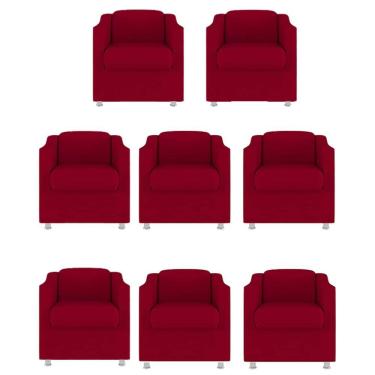Imagem de Kit 8 Poltronas Bia Decorativa Reforçada Recepção Clinica Salão Sala De Estar Suede