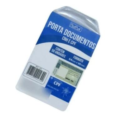 Imagem de Protetor Porta Documento Aba Cnh Cpf 65x90mm Plastpark 50un - Cassmar