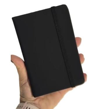 Imagem de Caderno de Anotações Tipo Moleskine COM PAUTA 10x15cm Caderneta com Capa Dura - Preta 3 Unidades