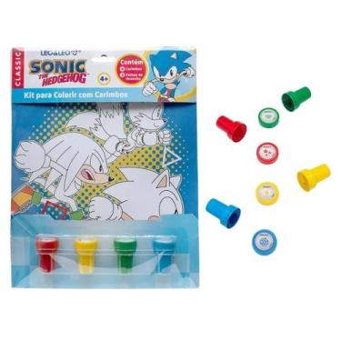 Imagem de Kit para Colorir Sonic 3 Desenhos + 4 Carimbos Leo&Leo