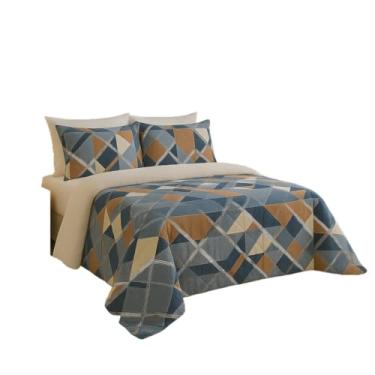 Imagem de Edredom Queen & Cobredom Casal - Kit Aconchegante com Forro Sherpa e Estampas Exclusivas para Inverno(AZUL)