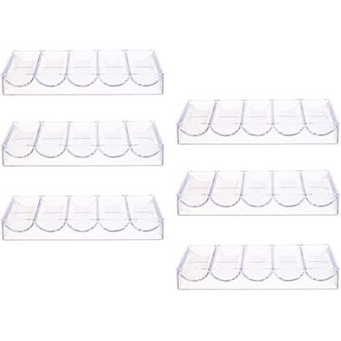 Imagem de 6 Peças Bandeja De Armazenamento De Fichas De Poker 100 Fichas Caixas & Bandejas De Fichas De Poker Para Casa De Festa, 8.07 x 3.07 x 1.10inch