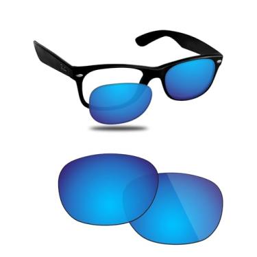 Imagem de Fiskr Lentes polarizadas de substituição compatíveis com óculos de sol RayBan Wayfarer RB2132 55 mm, resistente a impactos e ajuste perfeito - azul gelo