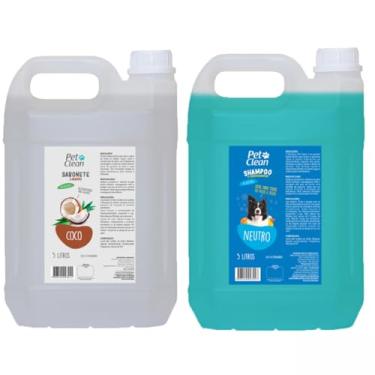 Imagem de Kit Pre Banho Limpeza Profunda Shampoo Banho e Tosa 5 Litros Hidratante Condicionador Escolha (Pré Coco/Neutro)