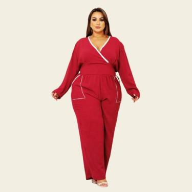 Imagem de Macacão Feminino Longo Social Manga Longa Princesa Bufante Lia Rosa, V