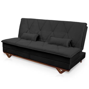 Imagem de Sofá Cama Estoril 1,90m Preto Suede Velut - King House