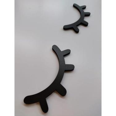 Imagem de Par de Cílios em MDF Preto - 2 Peças Para Decoração Parede Olhinhos Ap