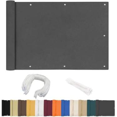 Imagem de Biombo De Privacidade Para Varanda, 80x1400cm, Cobertura Para Varanda, Opaco, Com Ilhós, Abraçadeiras E Cordão De Nylon, Mediante Pagamento, Varanda, Terraço, Jardim, Anthrazit, 150x1100cm