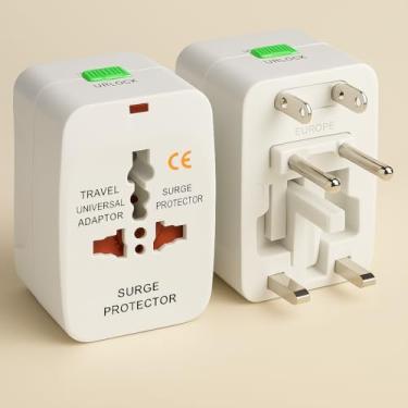 Imagem de Adaptador de Tomada Universal Para Viagem Padrão Internacional Europa UK Asia EUA JP AU EU Europeu 3 Pinos Mais de 150 Países Bivolt Trava de Segurança Portátil Ajustável PREMIUM