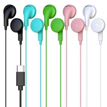 Imagem de Pacote com 10 fones de ouvido com fio, USB-C, intra-auriculares, compatíveis com telefone, tablet, laptop, PC para escola, aula online, reunião, conferência na web, prática, teste, mistura