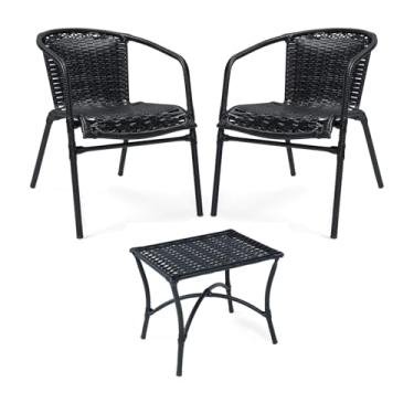 Imagem de Conjunto com 2 Cadeiras De Junco E Mesa De Centro