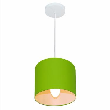 Imagem de Lustre Pendente Cilíndrico Vivare Md-4046 Cúpula em Tecido 18x18cm - Bivolt