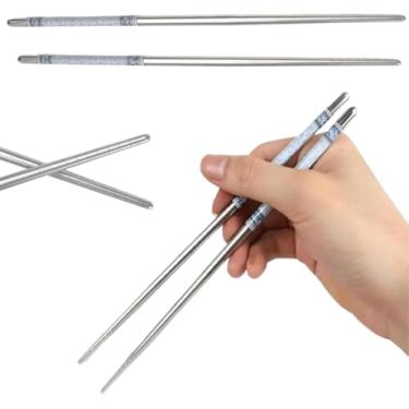 Imagem de Hashi Inox Ecológico Japonês – 3 Pares Pauzinhos Reutilizáveis para Comida Chinesa e Oriental