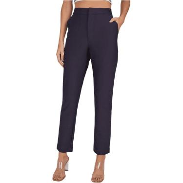 Imagem de Calça Alfaiataria Lado Avesso Malha Bergamo Azul Tam. 44-Feminino