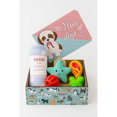 Imagem de Kit Presente Pet – Caixa com Brinquedos e Manta para Cachorro | 5 Itens Incríveis em Caixa MDF Decorada