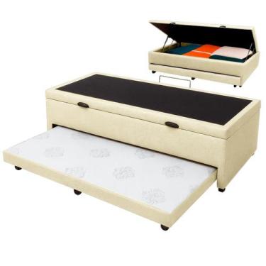 Imagem de Bicama com Baú Solteiro Viena Nature Bege 88x188