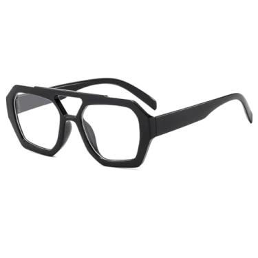 Imagem de Óculos de sol masculino com proteção UV, para-sol, espelhado, feminino, moda casual, para áreas externas, UV400 (preto transparente)