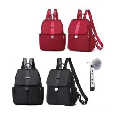 Imagem de Bolsa Mochila Feminina Trabalho Escolar Brinde Chaveiro Pompom - AnjGG