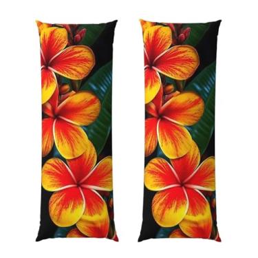 Imagem de Capa de travesseiro corporal com zíper ultramacia e refrescante, capa protetora respirável, flores havaianas, atraente, capa de almofada decorativa para casa, 51 x 137 cm