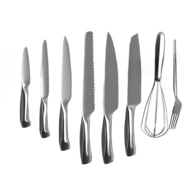 Imagem de Kit Barra Magnética imã de aço Suporte Magnético para Facas Suporte de Facas Aço Inoxidável Cozinha Churrasqueira 40 Cm