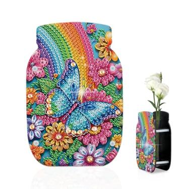 Imagem de Kit de vaso de pintura de diamante 5D – design de borboleta arco-íris dupla face de acrílico faça você mesmo, artesanato brilhante para adultos, arte de insetos elegante para decoração de casa para
