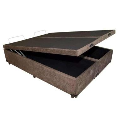Imagem de Cama Box Bau King Marrom Suede 1,93cm Premium Blindada Super Reforçada