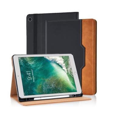 Imagem de Varohix Capa para iPad 5ª/6ª geração (2018/2017) iPad 9,7 polegadas, iPad Air 2 / iPad Air suporte de visualização multiângulo com alça de mão despertar automático, preto