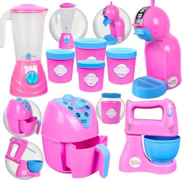 Imagem de Kit Cozinha Infantil de Brinquedo Eletrodomésticos Utensílios C/ 8 peças Acessórios