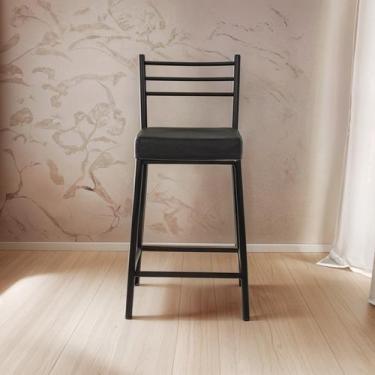 Imagem de Banqueta Media Aco 60Cm Preto Paris Metalnew