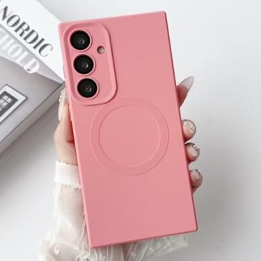 Imagem de Capa para Samsung S24Plus de luxo magnética de silicone macio com carregamento sem fio (para Samsung S24Plus/rosa)