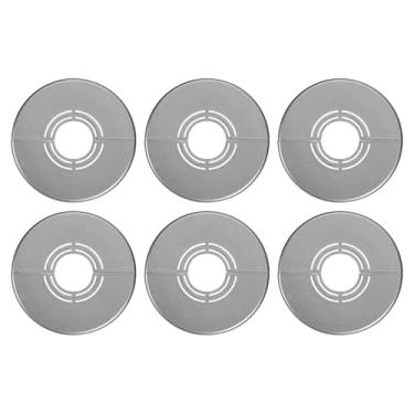 Imagem de HARFINGTON 6 peças Flange dividida de parede 0,39" (10 mm) tampa de tubo de flange dividida ajustável de plástico com clipe colar sob a pia radiador para banheiro cozinha vaso sanitário, cinza