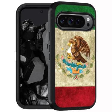 Imagem de FQTBCEARI Capa projetada para Google Pixel 10 Pro XL/Google Pixel 9 Pro XL, capa protetora de corpo inteiro à prova de choque com 3 camadas de grau militar, bandeira mexicana