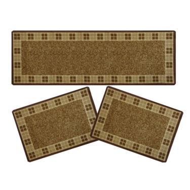 Imagem de Kit 3 Pçs Tapete Boucle Cozinha Xadrez Niazitex