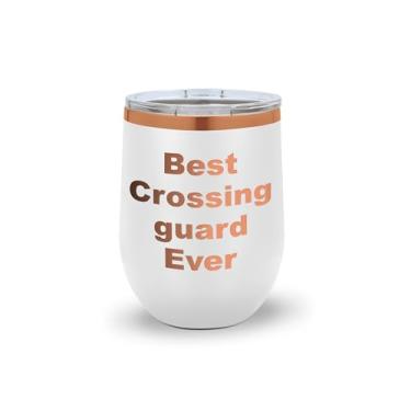 Imagem de SpreadPassion Copo de vinho Crossing Guard, Best Crossing Guard Ever, presente engraçado, copo isolado de 340 g (branco)