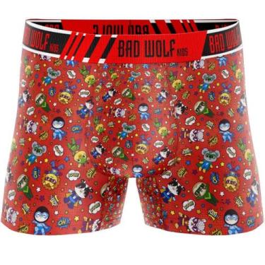 Imagem de Kit 10 Cueca Box Infantil Microfibra - Bad Wolf, G, Lisas e estampadas