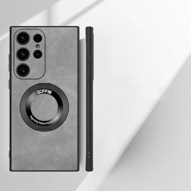 Imagem de YOGISU Capa de celular com suporte giratório magnético para Galaxy S23 Ring (para Galaxy S23/cinza)