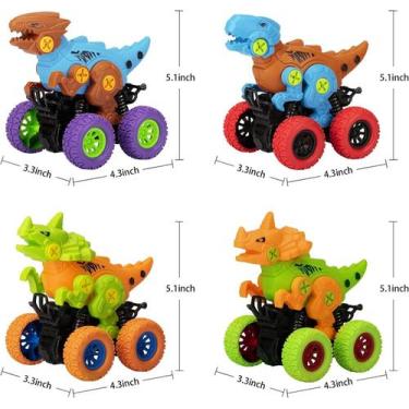 Imagem de Kit 2 Carrinhos Friccao Dinossauro Desmontavel - Giwish