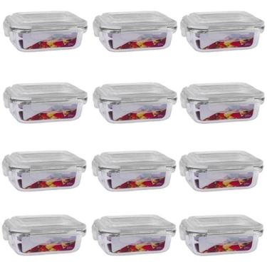 Imagem de Kit 12 Potes De Vidro Retangular Hermético 370ml - Belakaza