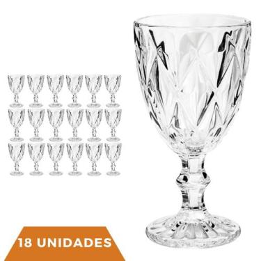 Imagem de Copo Taça Vidro Diamante Transparente Para Agua 300ml 18Un - ECO'S