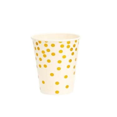 Imagem de Kit 10 Copos 270Ml Descartáveis De Papel Luxo Bola Dourada - Udlandia