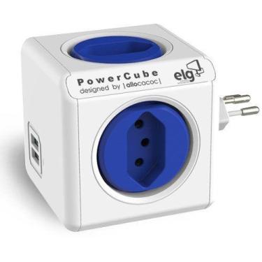 Imagem de PowerCube Original PWC-R4U ELG Azul 4 Tomadas + 2 USB