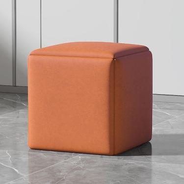 Imagem de Banqueta De Pé Quadrado Technology Cloth - Versátil Cadeira De Sofá Otomano 5-em-1 Com Rodízios Giratórios Para Sala De Estar/jantar, Orange, 35CM/13.8INCH