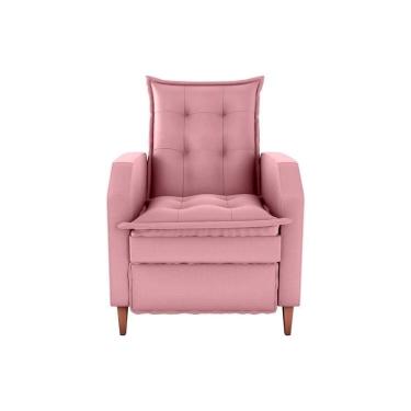 Imagem de Poltrona Amamentação Luxo Reclinável Com Assento Confortável Yaris Matrix Veludo Turkey Rosa