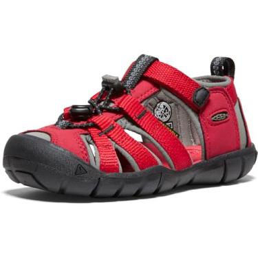 Imagem de KEEN Sandália infantil Seacamp II CNX fechada, Vermelho/cinza/preto, 22