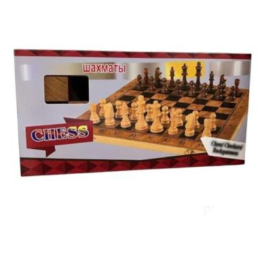 Imagem de Jogo Xadrez Dama Gamão Madeira Tabuleiro 3 Em 1 29x29