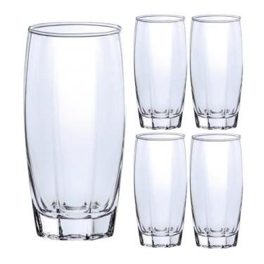 Imagem de Jogo 4 Copos Luxo Flórida Vidro Transparente 370ml Praticasa
