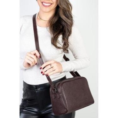 Imagem de Bolsa quadrada de couro liso grafite Daiana-Feminino