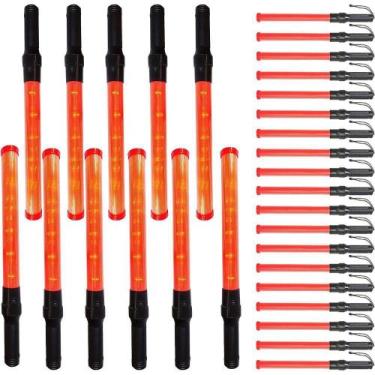 Imagem de Bastao Sinalizador Grande Fluorescente Kit 30 Uni Luz Led Transito Man